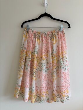 DownEast Pink and Yellow Floral Skirt